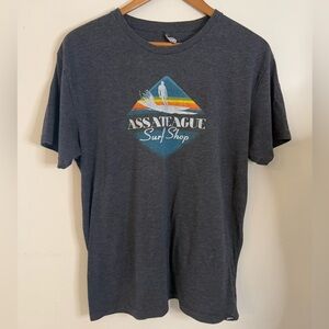 Techstyles Assateague Surf Shop gray graphic tee crewneck short sleeves SZ LG